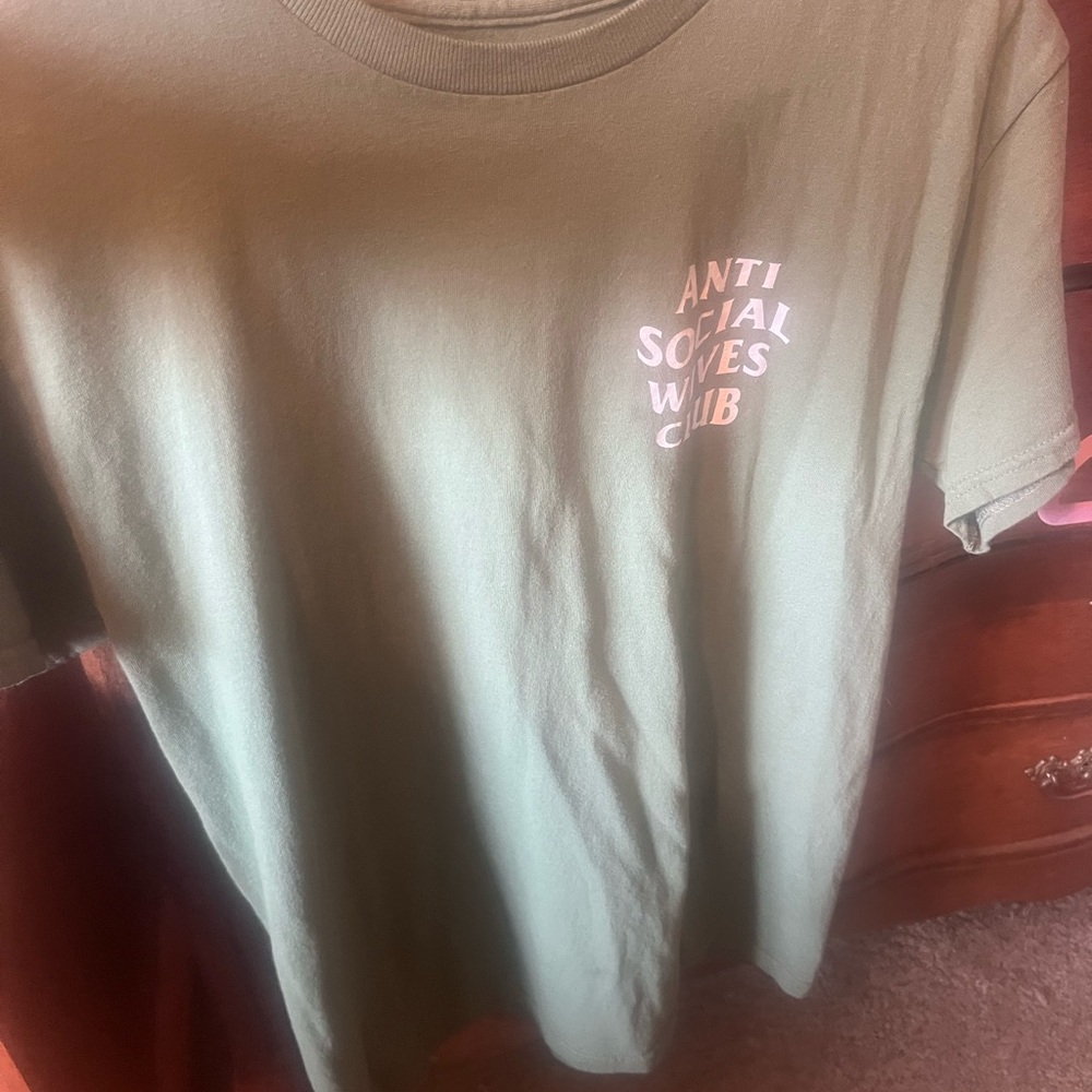 Anti Social Social Club Olive Green Tee with White Logo